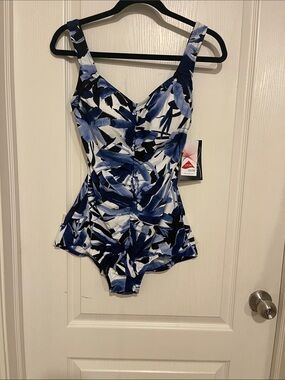 Maxime Blue White Floral One-Piece Swim